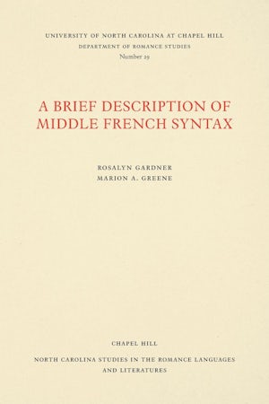 A Brief Description of Middle French Syntax