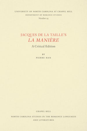 Jacques de la Taille's La Manière