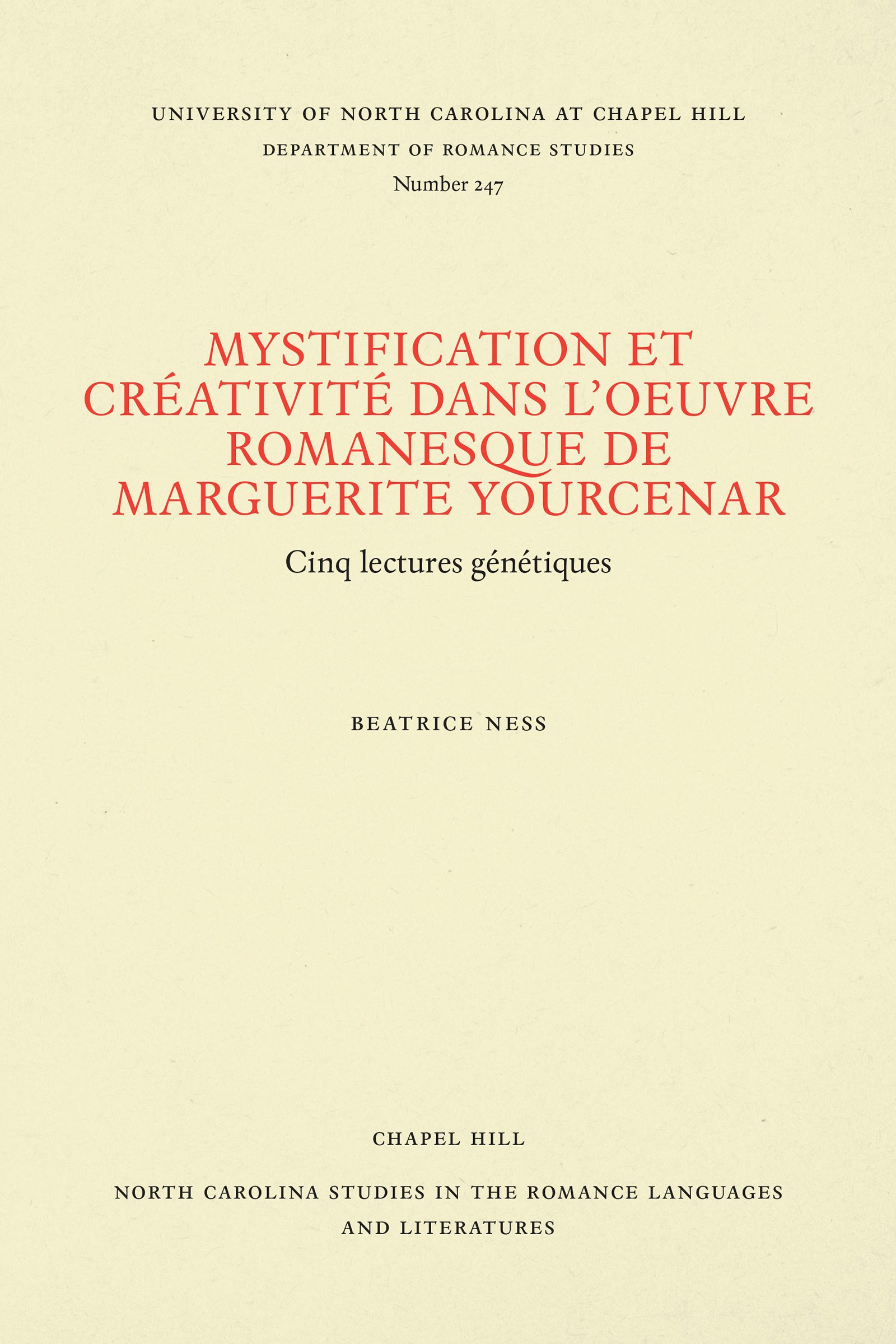 Mystification et Créativité dans l'oeuvre romanesque de Marguerite 