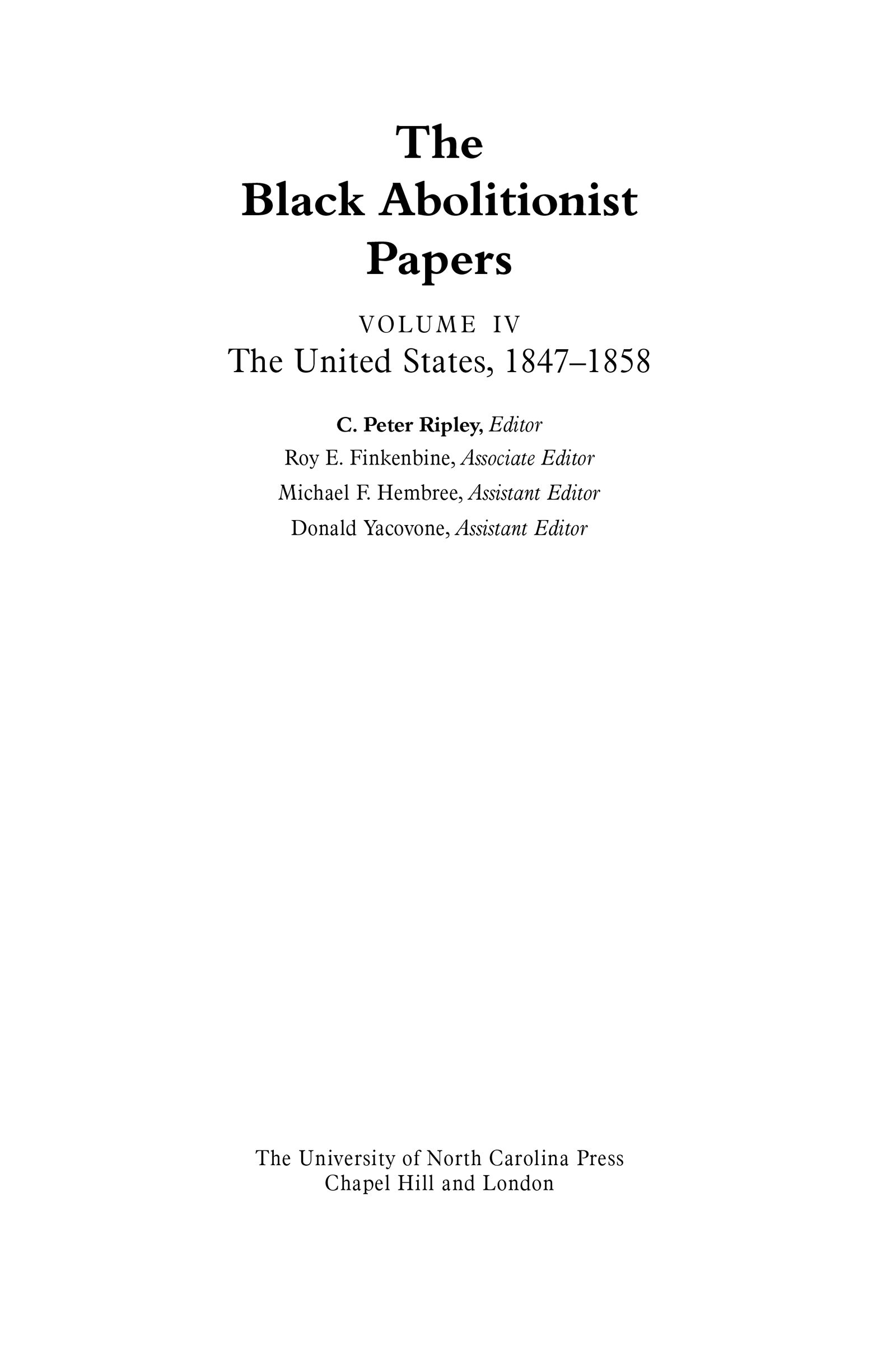 The Black Abolitionist Papers C. Peter Ripley University of